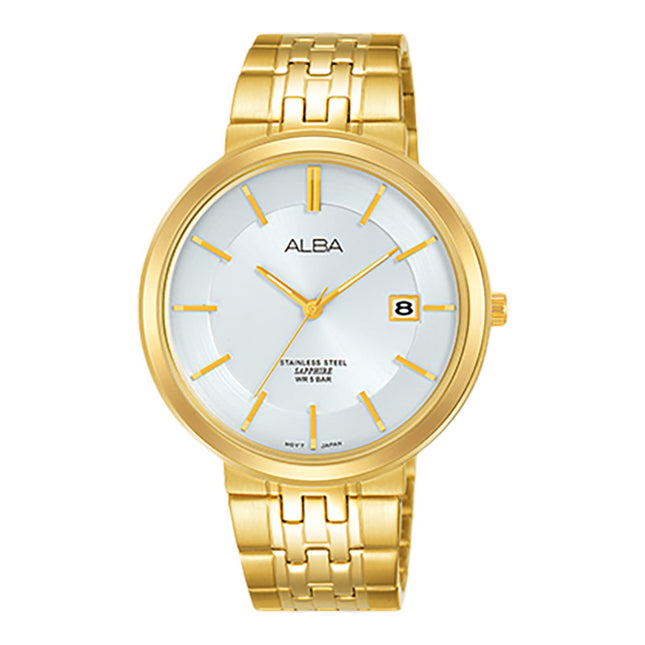 Alba Prestige AS9D72X1 Man White Dial Gold Stainless Steel Strap