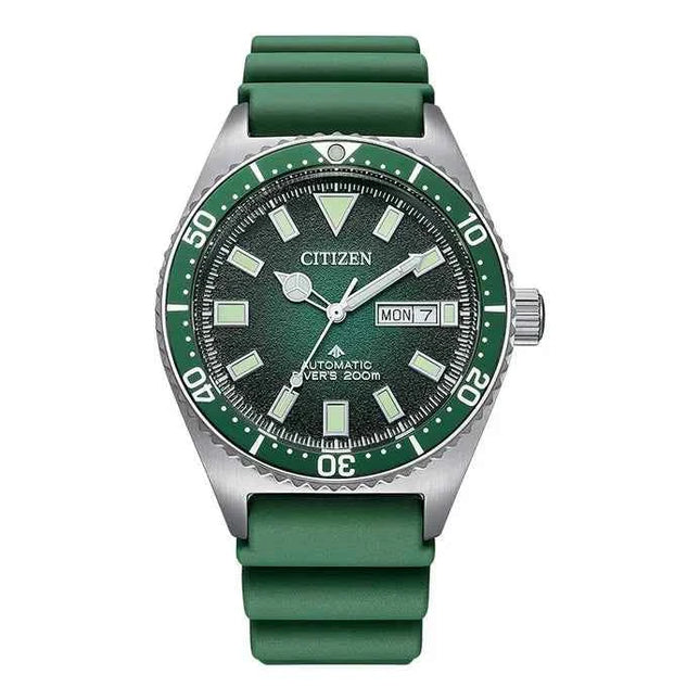 Citizen Promaster NY0121-09X Marine Automatic Diver Green Dial Green Polyurethane Strap