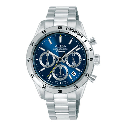 Alba Active AT3L25X1 Chronograph Men Blue Dial Stainless Steel Strap