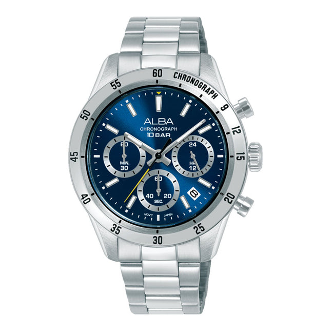 Alba Active AT3L25X1 Chronograph Men Blue Dial Stainless Steel Strap