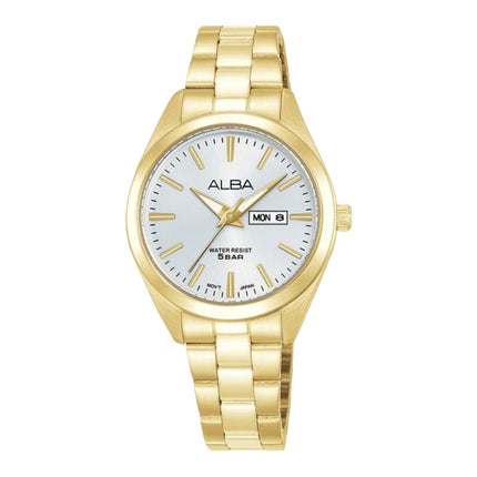 Alba AN8114X1 Ladies Silver Dial Gold Stainless Steel Strap