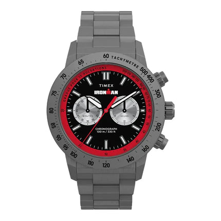 Timex Ironman TW2Y02000 Challenger Chronograph Black Dial Gunmetal Stainless Steel Strap