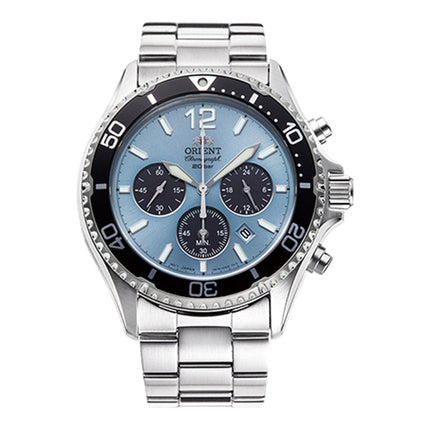 Orient Sports RA-TX0206L Diver Mako Solar Chronograph Sky Blue Dial Metal Strap