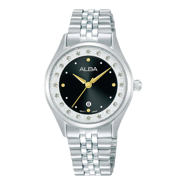 Alba Fashion AH7DZ5X1 Ladies Black Dial Stainless Steel Strap