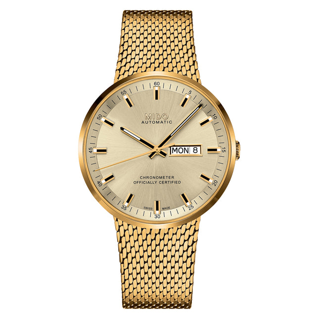 MIDO Commander M031.631.33.021.00 Icone Gold Dial Gold Mesh Strap
