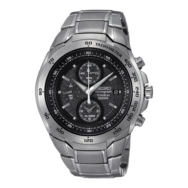 Seiko Chronograph SNAB91P1 Grey Dial Titanium Strap