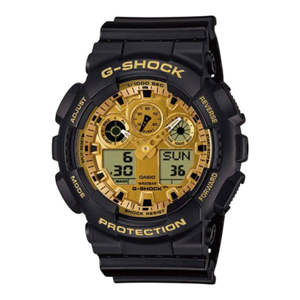 Casio G-Shock GA-100GGB-1A9DR Black And Gold Series Digital Analog Dial Black Resin Band