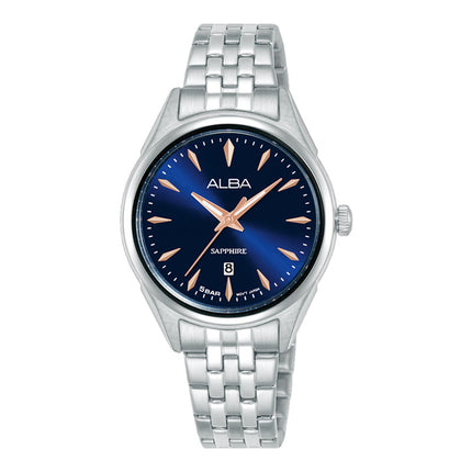 Alba Prestige AH7FB3X1 Ladies Analog Blue Dial Stainless Steel Strap