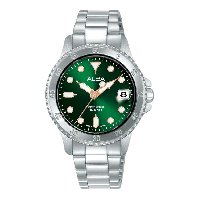 Alba Active AG8Q39X1 Ladies Green Dial Stainless Steel Strap