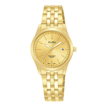 Alba Prestige AH7CE6X1 Ladies Gilt Dial Gold Stainless Steel Strap