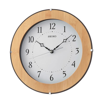 Jam Dinding Seiko QXA738B 29.9 cm Analog Wood Color White Dial Round Case
