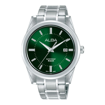 Alba AS9V65X1 Men Green Dial Stainless Steel Strap