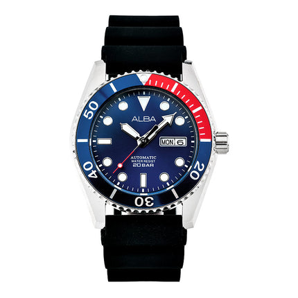 Alba AL4425X1 Automatic Men Blue Dial Black Silicone Strap