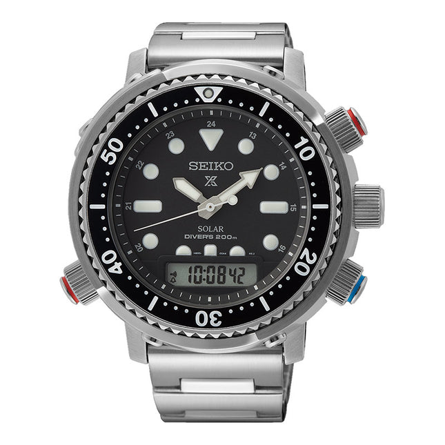 Seiko Prospex SNJ033P1 Arnie Solar Divers 200M Digital Analog Dial Stainless Steel Strap