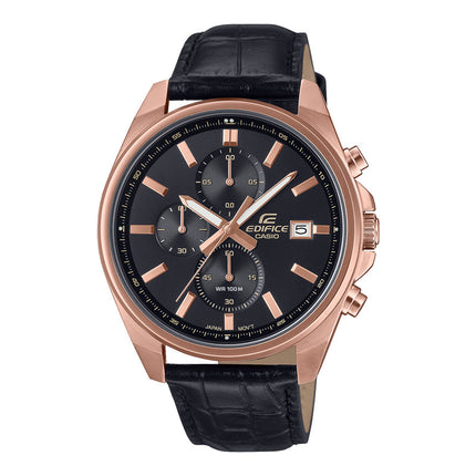 Casio Edifice EFV-610ECL-1AUDF Chronograph Men Black Dial Black Leather Band