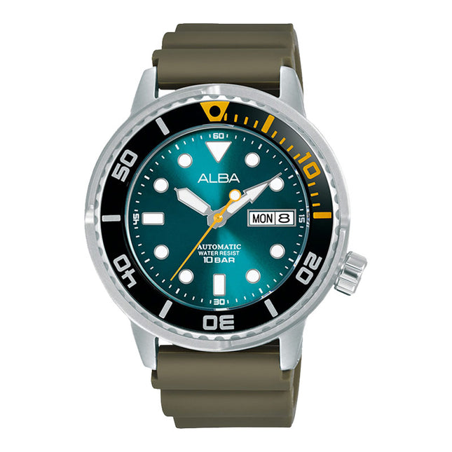 Alba Mechanical AL4249X1 Automatic Man Green Emerald Dial Green Army Rubber Strap