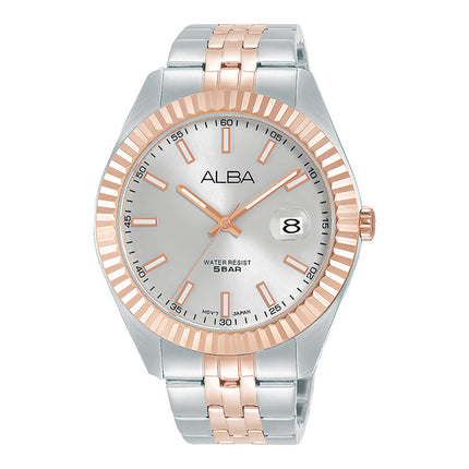 Alba Prestige AS9J94X1 Men Grey Dial Dual Tone Stainless Steel Strap