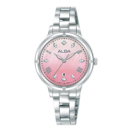Alba Fashion AH7DY7X1 Ladies Sunbrust Pink Dial Stainless Steel Strap