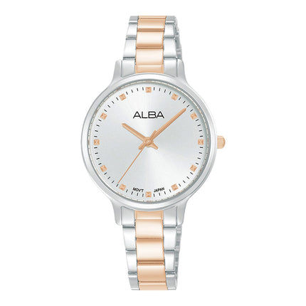 Alba Fashion ARX145X1 Ladies Silver White Dial Dual Tone Stainless Steel Strap