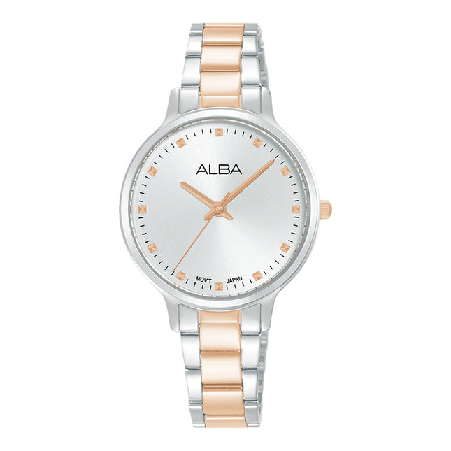 Alba Fashion ARX145X1 Ladies Silver White Dial Dual Tone Stainless Steel Strap