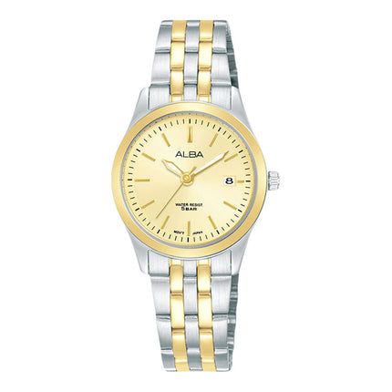 Alba Prestige AH7CE8X1 Ladies Light Champagne Dial Dual Tone Stainless Steel Strap