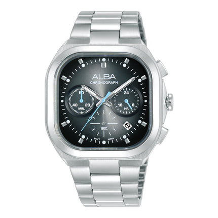 Alba Active AT3L03X1 Chronograph Men Black Gradation Dial Stainless Steel Strap