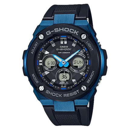 Casio G-Shock G-Steel GST-S300G-1A2DR Tough Solar Blue Case Black Rubber Strap