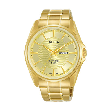 Alba Prestige AJ6094X1 Champagne Pattern Dial Gold Stainless Steel Strap