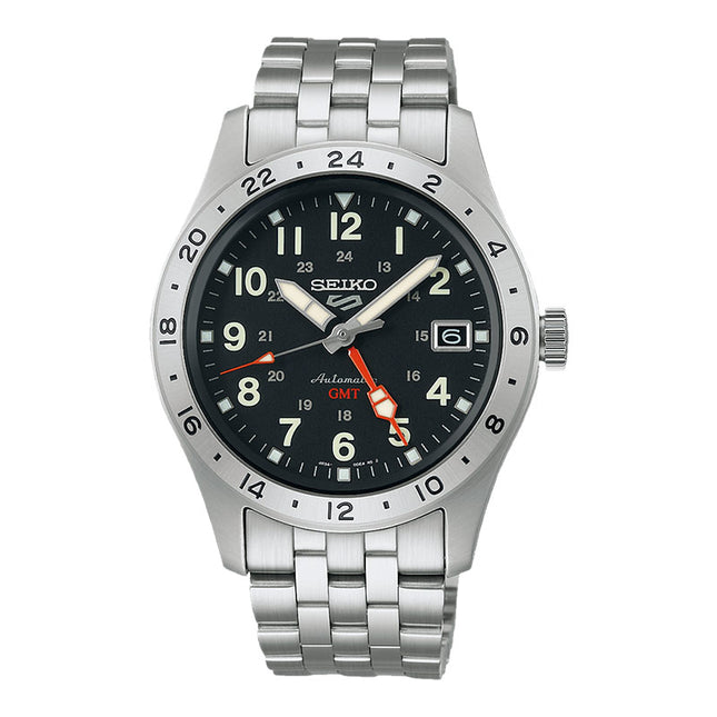 Seiko 5 Sports SSK023K1 GMT Field Sports Style Black Dial Stainless Steel Strap