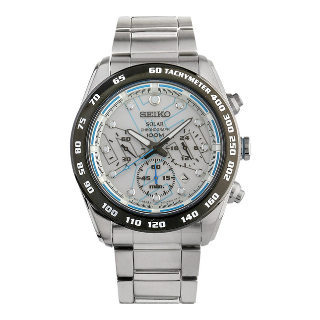 Seiko Solar SSC121P1 Chronograph Silver Dial Stainless Steel Strap