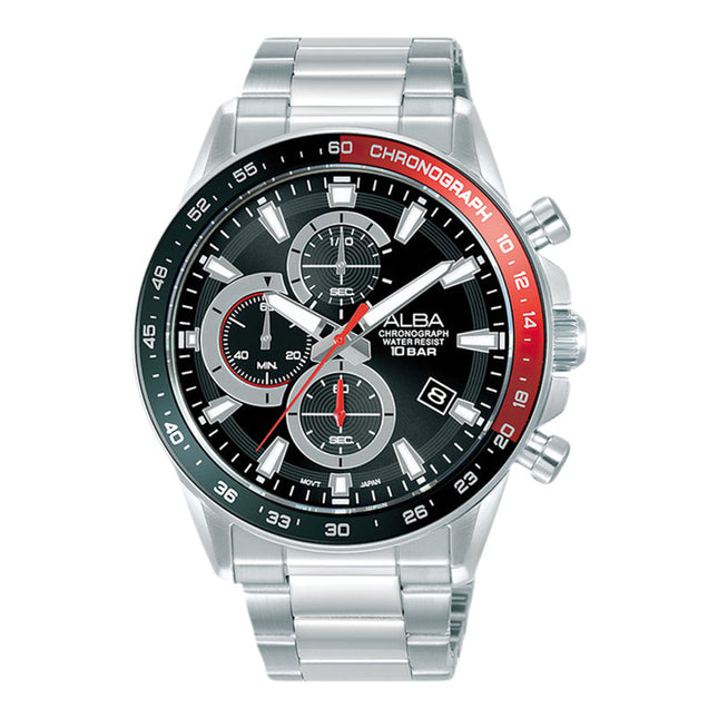 Alba Active AM3A19X1 Men Chronograph Black Dial Stainless Steel Strap