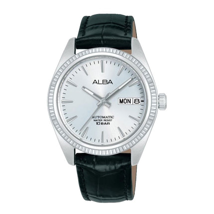 Alba Mechanical AL4815X1 Ladies Automatic Silver Dial Black Leather Strap