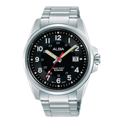 Alba Active AS9W03X1 Men Matte Black Dial Stainless Steel Strap