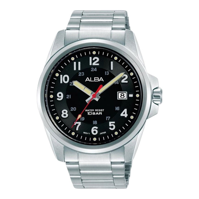 Alba Active AS9W03X1 Men Matte Black Dial Stainless Steel Strap