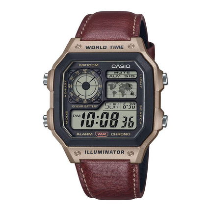 Casio General AE-1200WHL-5AVDF Digital Dial Brown Leather Band