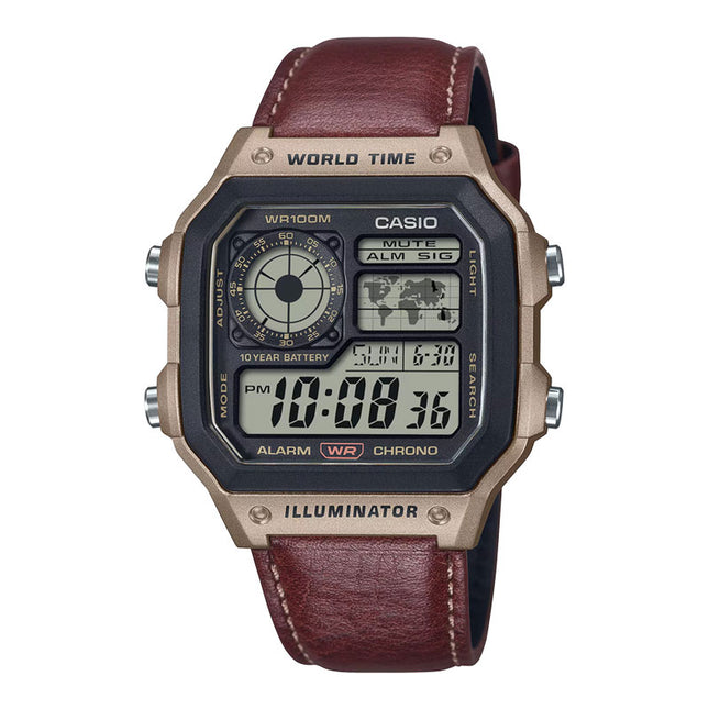 Casio General AE-1200WHL-5AVDF Digital Dial Brown Leather Band