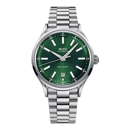 MIDO Multifort M040.407.11.091.00 Patrimony Powerwind Green Dial Stainless Steel Strap