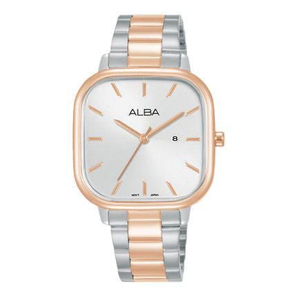 Alba Fashion AH7BZ0X1 Ladies Silver White Dial Dual Tone Stainless Steel Strap