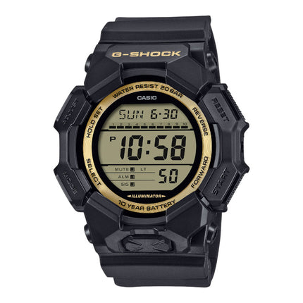 Casio G-Shock GD-010GB-1A9DR Black and Gold Series Digital Dial Black Resin Band