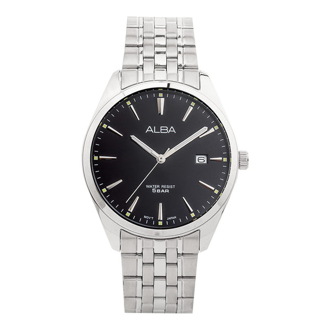 Alba AS9Q93X1 Men Black Dial Stainless Steel Strap