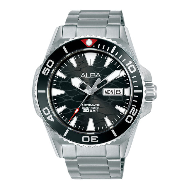 Alba Mechanical A3B019X1 Automatic Men Black Dial Stainless Steel Strap