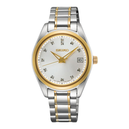 Seiko Ladies SUR582P1 Discover More Crystal Silver Dial Stainless Steel Strap