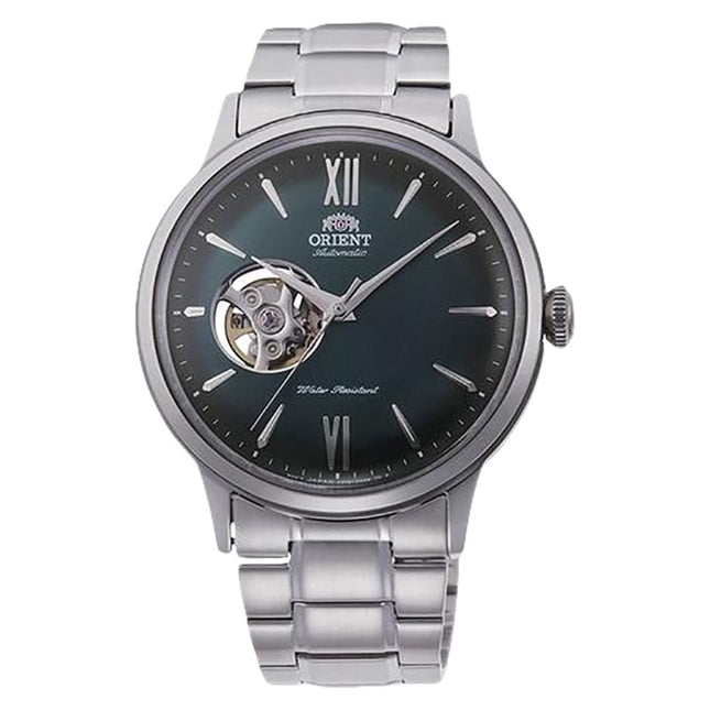 Orient Classic RA-AG0026E Helios Automatic Men Open Heart Green Dial Stainless Steel Strap