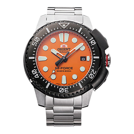 Orient M-Force RA-AC0L08Y Orange Dial Stainless Steel Strap