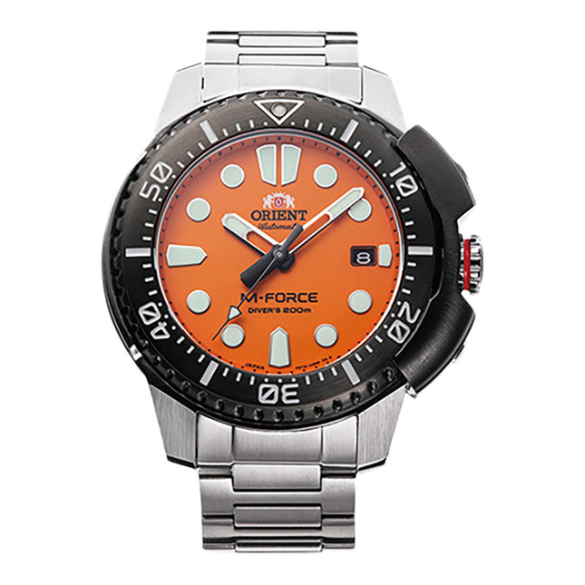Orient M-Force RA-AC0L08Y Orange Dial Stainless Steel Strap