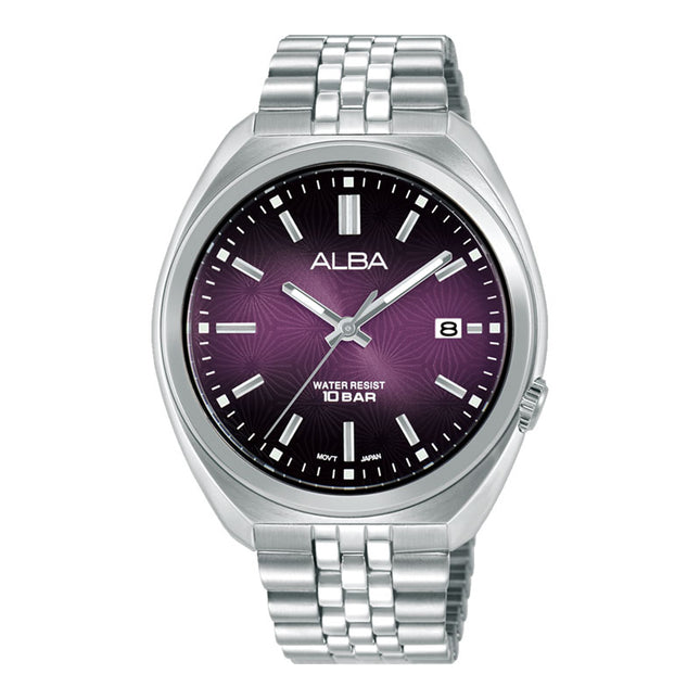 Alba Active AS9W37X1 Men Purple Gradation Dial Stainless Steel Strap