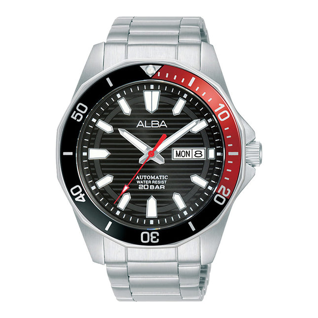 Alba Mechanical AL4457X1 Automatic Men Black Patterned Dial Stainless Steel Strap
