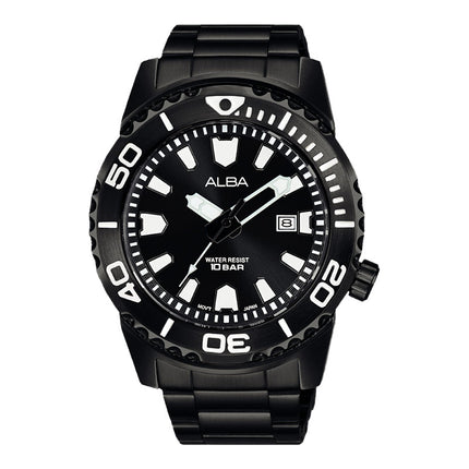 Alba Active AG8M01X1 Men Black Dial Black Stainless Steel Strap