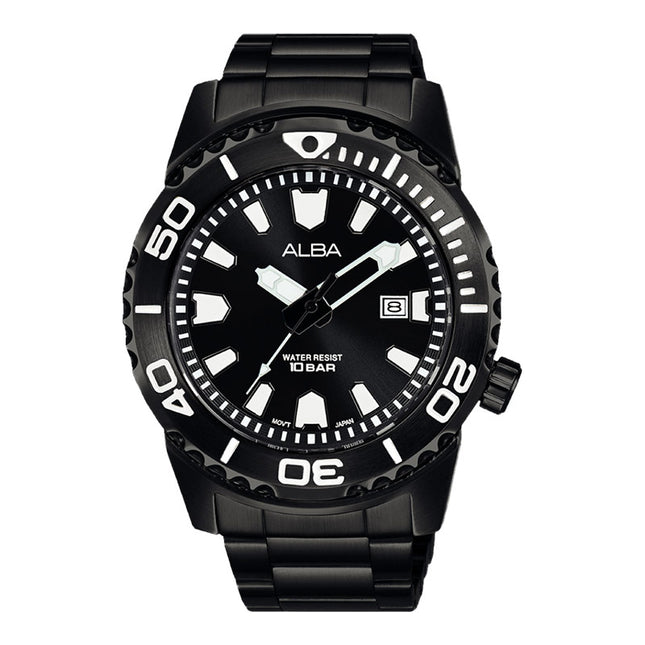 Alba Active AG8M01X1 Men Black Dial Black Stainless Steel Strap