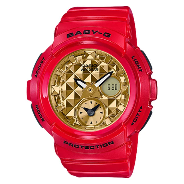 Casio Baby-G BGA-195VLA-4ADR Ladies Digital Analog Dial Red Resin Strap
